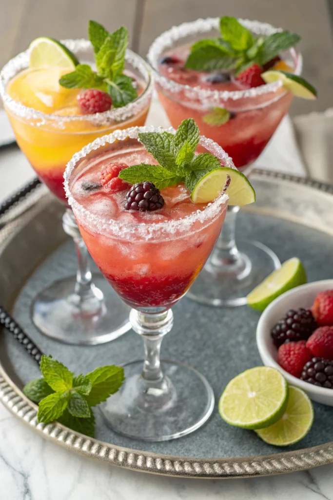 Served Citrus Berry Crush Mocktails with Garnish