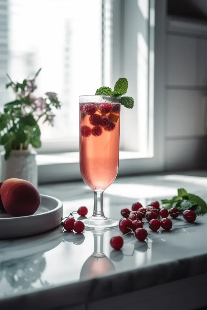 Served glass of sparkling berry apple mocktail