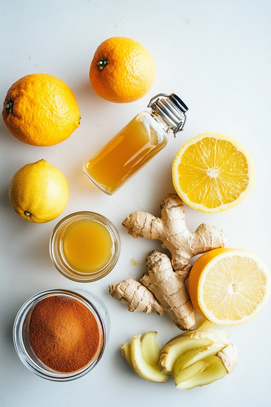 Ingredients for citrus ginger mocktail recipe