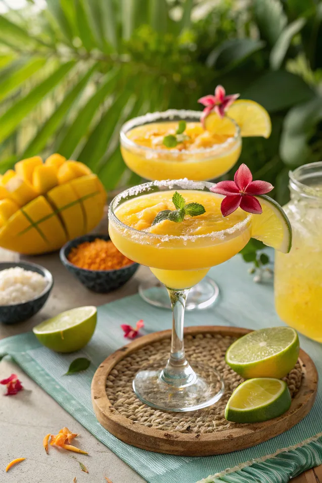 served virgin mango margaritas with garnish